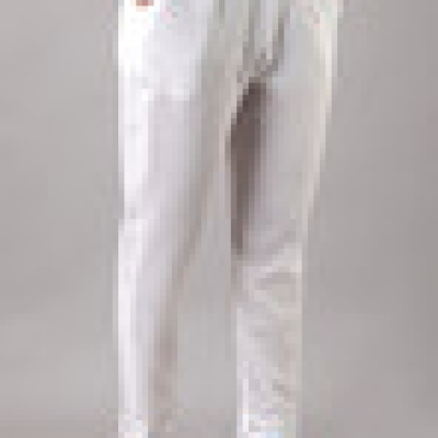Martini - Plus SizeWhite Solid Straight Cotton Flex Pants With Drawstring