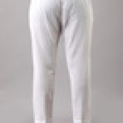 Martini - Plus SizeWhite Solid Straight Cotton Flex Pants With Drawstring