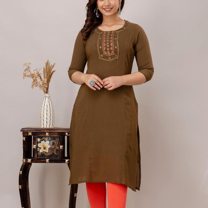 Martini - Georgette Embroidered Straight Kurti