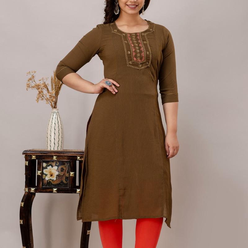 Martini - Georgette Embroidered Straight Kurti