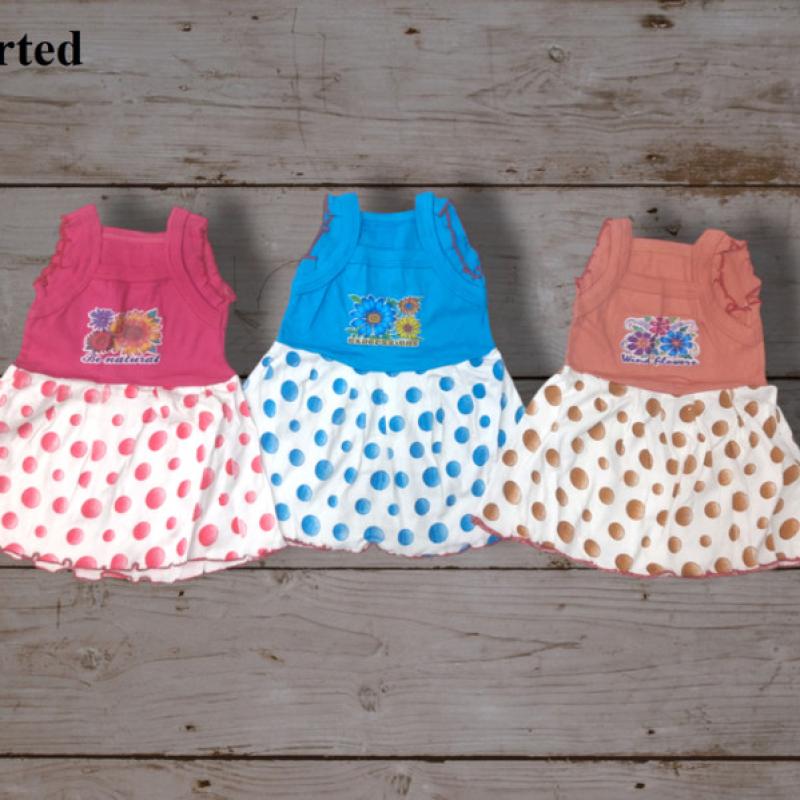 Aaron - Assorted 18 Pieces Of Cotton Hosiery Frock Set For Girls