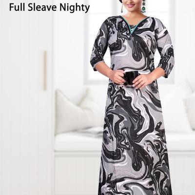 Missy - Sarina Printed Full Sleeve Nighty Gown ( Sarina Full Sleeve Nighty)