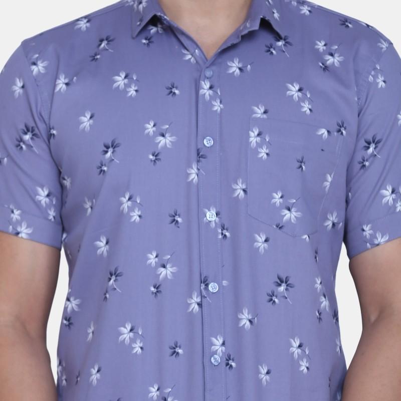 Radha - Cotton Blend Floral Printed Men's Half Sleeve Shirt