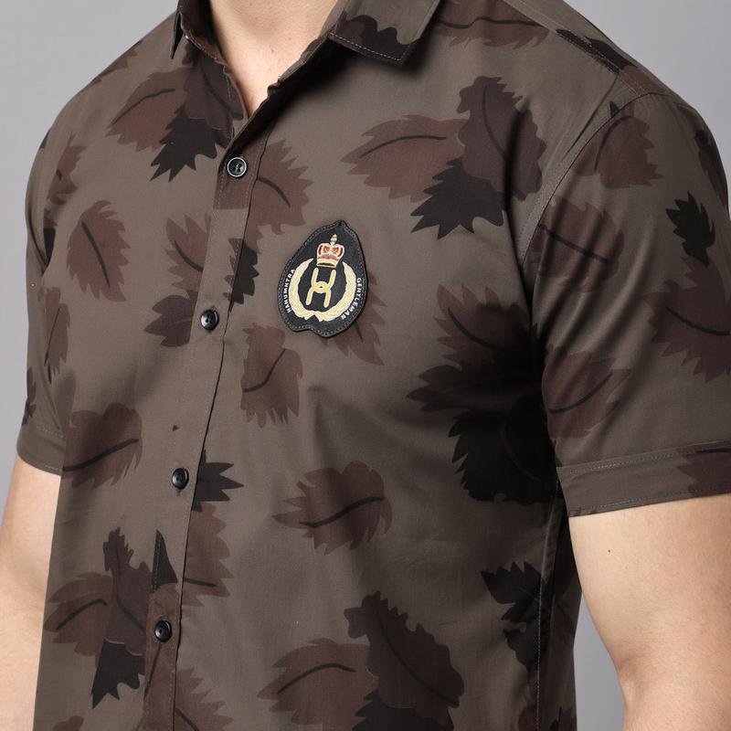 Radha - Cotton Blend Floral Printed Men's Half Sleeve Shirt