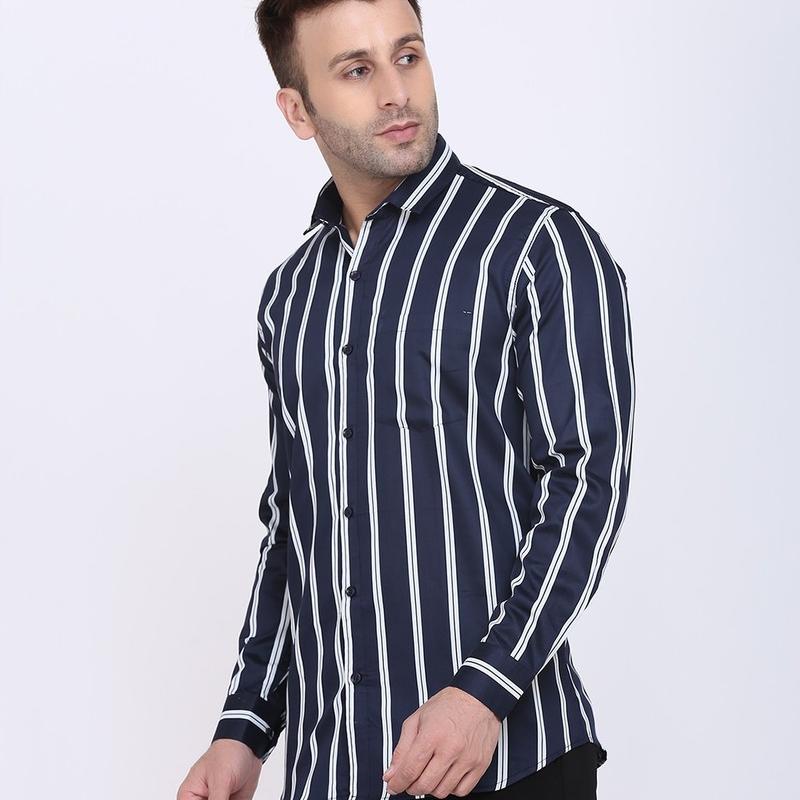 Radha - Cotton Full Sleeve Stripes Men's Shirt