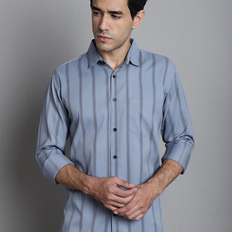 Radha - Cotton Full Sleeve Stripes Men's Shirt