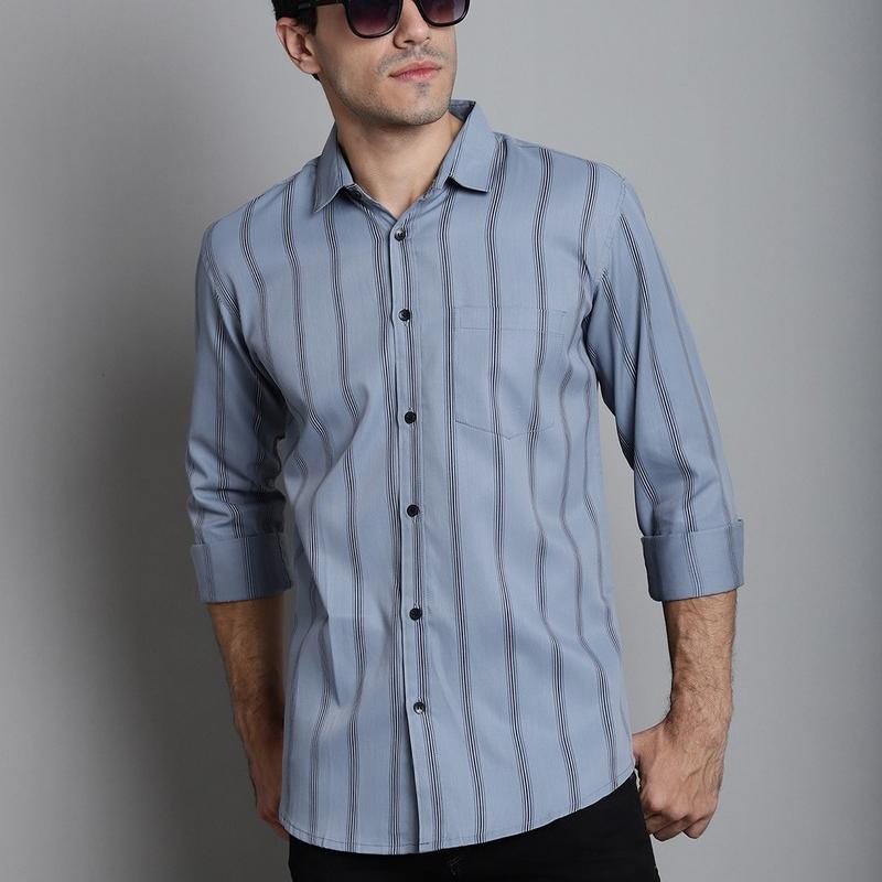 Radha - Cotton Full Sleeve Stripes Men's Shirt