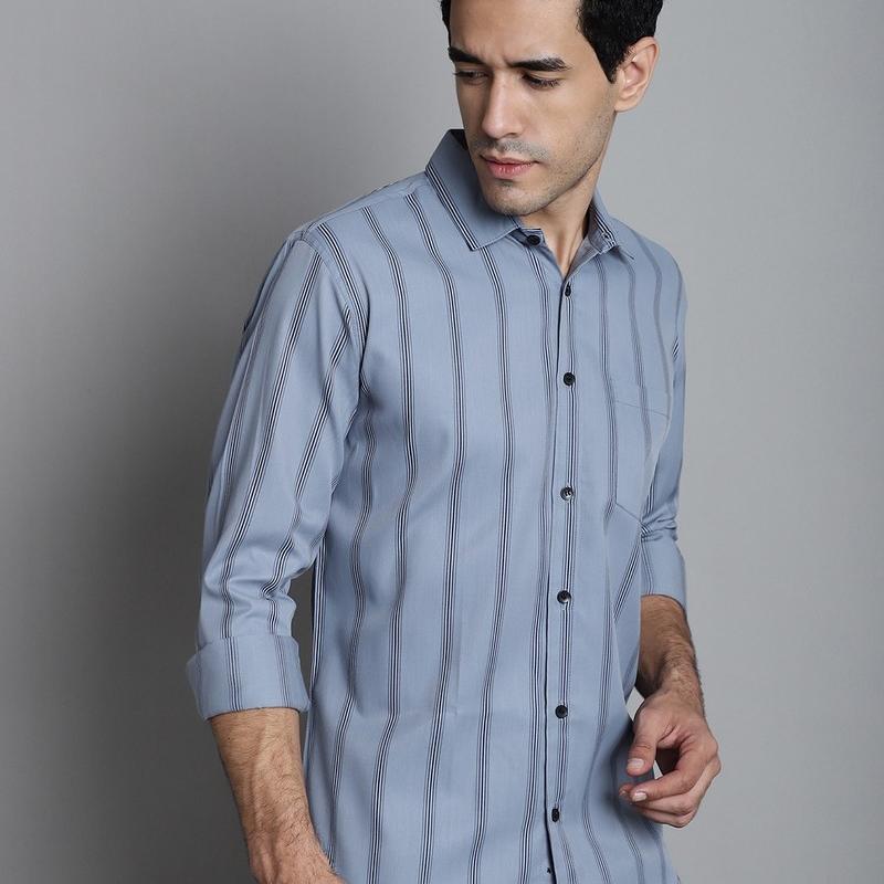 Radha - Cotton Full Sleeve Stripes Men's Shirt