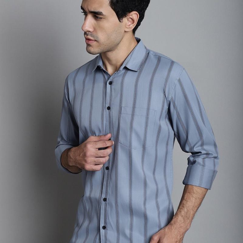 Radha - Cotton Full Sleeve Stripes Men's Shirt