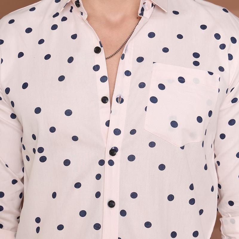 Radha - Cotton Polka dots Print Partywear Shirt for Men
