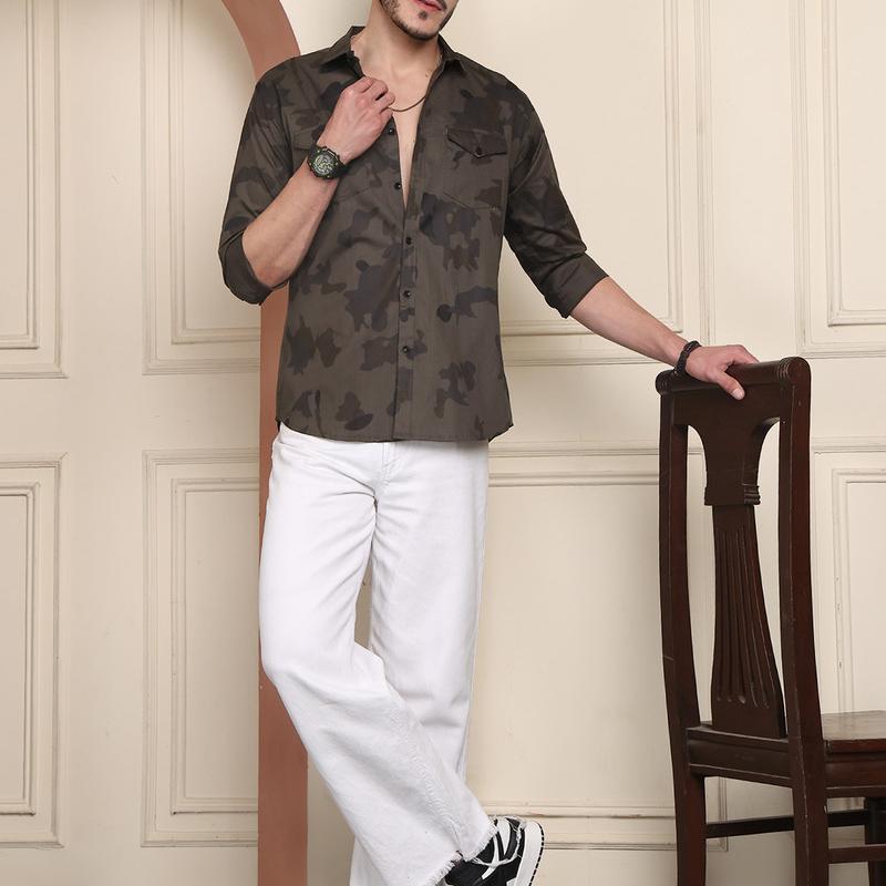 Radha - Cotton Army Print Shirt for Men