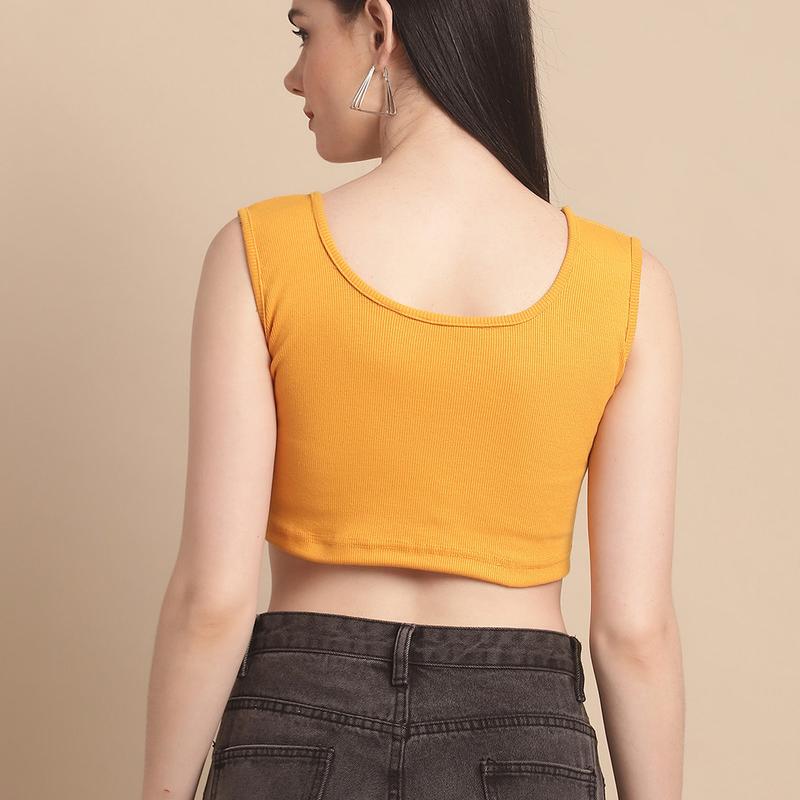 Radha - Casual Crop Cotton Solid Women T-Shirt